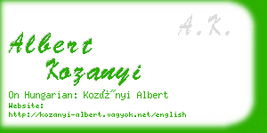 albert kozanyi business card